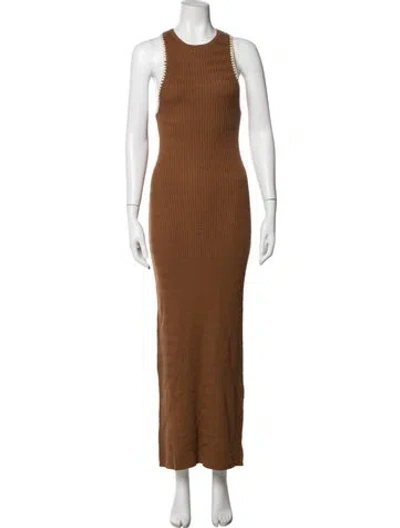Pre-owned Sablyn Crew Neck Long Dress In Brown