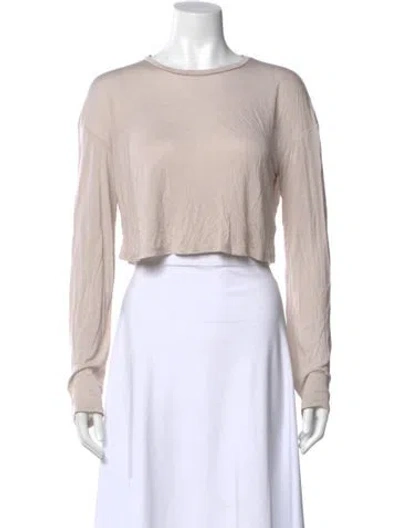 Pre-owned Sablyn Crew Neck Long Sleeve Crop Top In Neutral