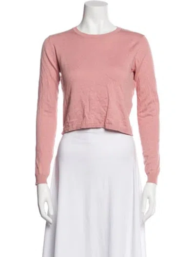 Pre-owned Sablyn Crew Neck Long Sleeve Crop Top In Pink