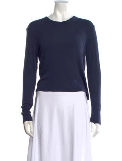 Pre-owned Sablyn Crew Neck Long Sleeve Top In Blue