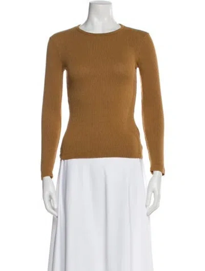 Pre-owned Sablyn Crew Neck Long Sleeve Top In Brown