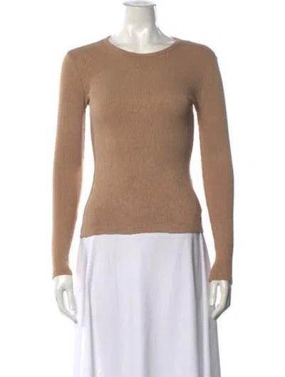 Pre-owned Sablyn Crew Neck Long Sleeve Top In Brown