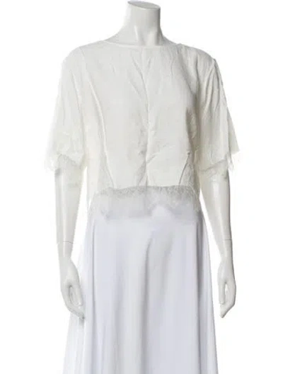 Pre-owned Sablyn Crew Neck Short Sleeve Top In White
