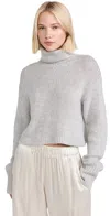 Sablyn Crop Turtleneck Cashmere Sweater Foggy In Foggy