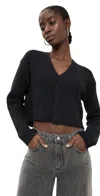 Sablyn Cropped V Neck Cardigan Asphalt Charcoal In Asphalt Charcoal