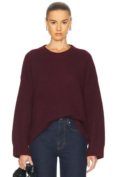 Sablyn Cy Slouchy Ribbed Crewneck Sweater In Bordeaux
