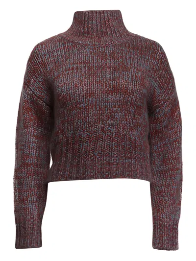 Sablyn Darcey Cropped Slouchy Cashmere Turtleneck Sweater In Mahogany In Multi