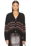 Sablyn Elliot B Boxy Cropped Fairisle Cardigan In Black