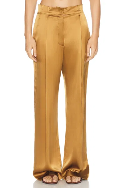 Sablyn Emerson High Rise Pleated Pant In Matte Gold