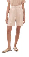 Sablyn Emerson High Rise Pleated Shorts Pink Sand In Neutral