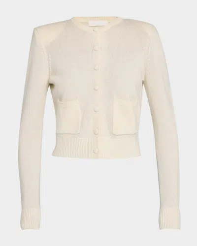 Sablyn Emilia Shoulder-pad Cashmere Cardigan In White