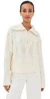 Sablyn Esme Half Zip Cable Sweater Gardenia In Neutral