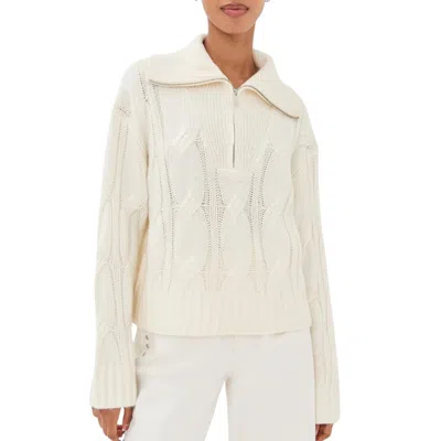 Sablyn Esme Half Zip Cable Sweater In Gardenia In White