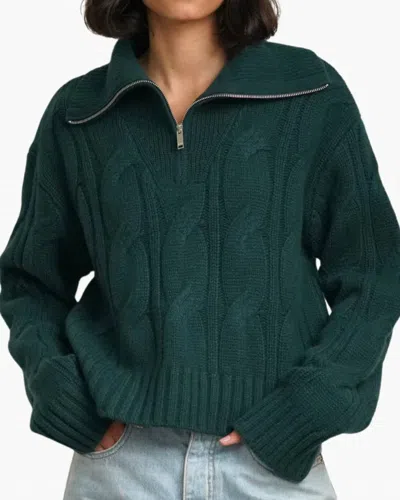 Sablyn Esme Half Zip Cable Sweater In Sacramento In Green