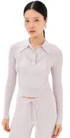 Sablyn Frances Cropped Collared Henley Himalaya In Himalaya