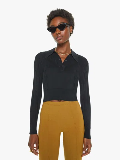 Sablyn Frances Cropped Collared Henley Shirt In Black