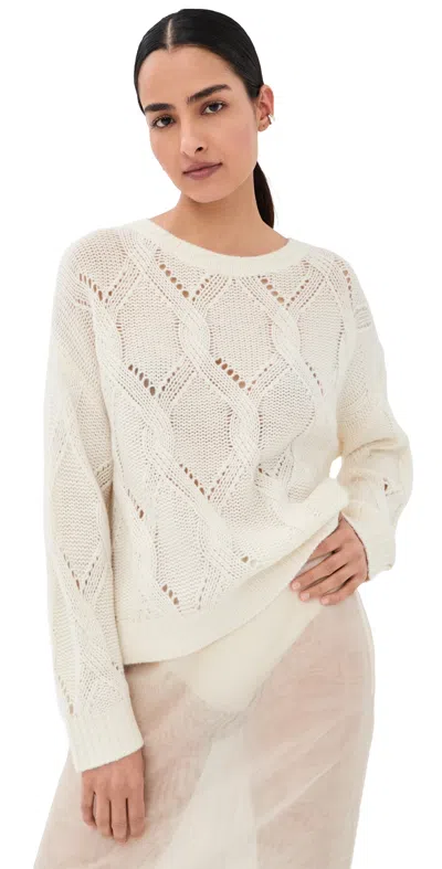 Sablyn Gia Slouchy Cashmere Crewneck Sweater Gardenia In White