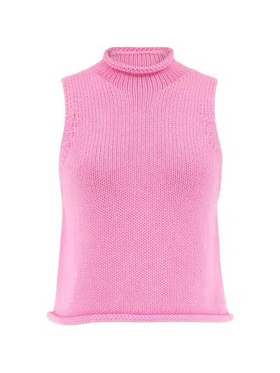 Sablyn Giada Roll-neck Tank Top In Pink
