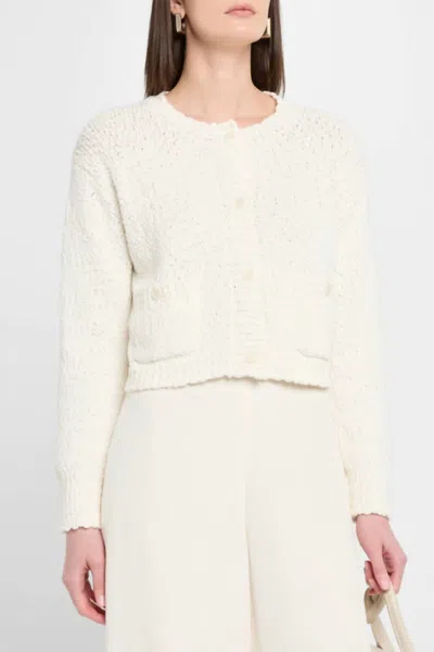Sablyn Helena Cropped Double-pocket Cardigan In Gardenia