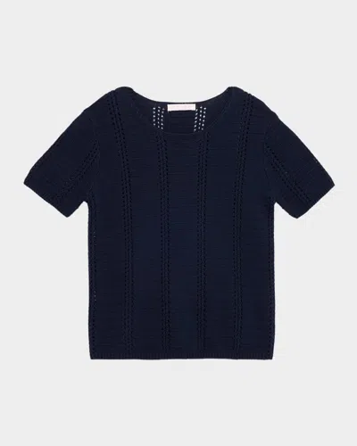 Sablyn Jayden Shrunken Short-sleeve Knit Top In Blue