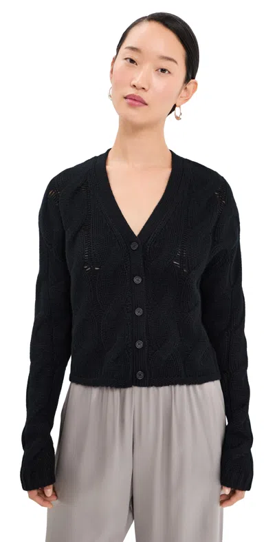 Sablyn Jolie Cropped Cashmere Cable Cardigan Black