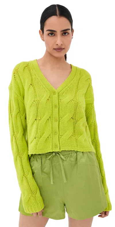 Sablyn Jolie Cropped Cashmere Cable Cardigan Chartruese In Green
