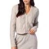 Sablyn Jolie V-nec Cropped Cable Cashmere Cardigan In Foggy In Gray