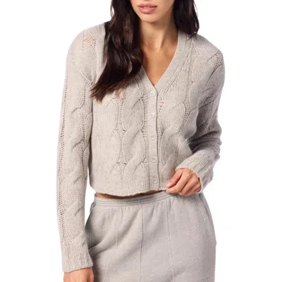 Sablyn Jolie V-nec Cropped Cable Cashmere Cardigan In Foggy In Gray