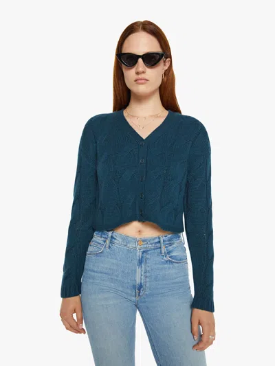 Sablyn Jolie V-neck Cropped Cable Cardigan Compass Sweater In Teal - Size Small
