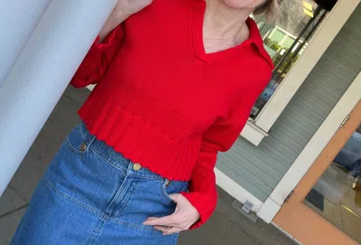 Sablyn Julie Collar Sweater In Scarlet