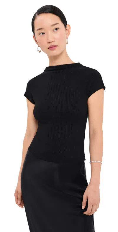 Sablyn Karlie Slit Neck Tee Black