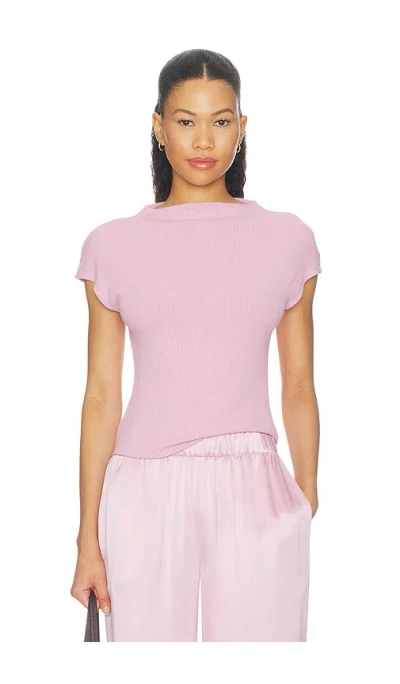 Sablyn Karlie Slit Neck Tee In Pink