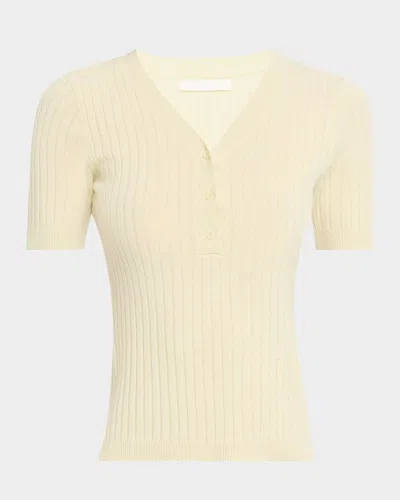Sablyn Kennedy Ribbed Cashmere Henley In Neutral