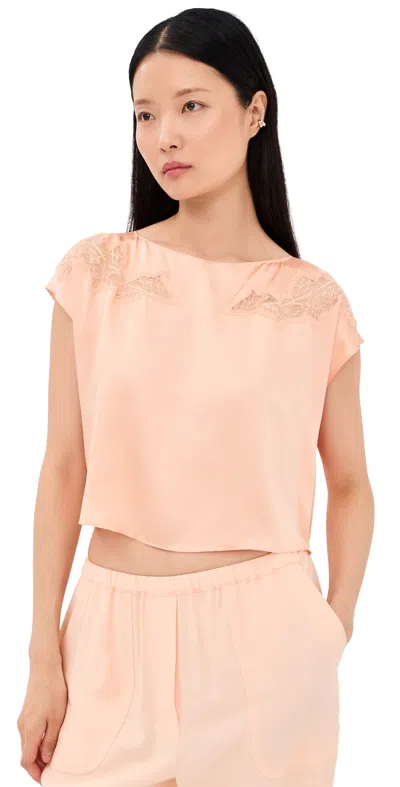 Sablyn Kerra Lace Cut Silk Tee Sherbet In Neutral
