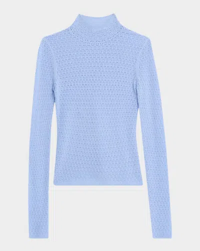Sablyn Lace Mock-neck Top In Blue