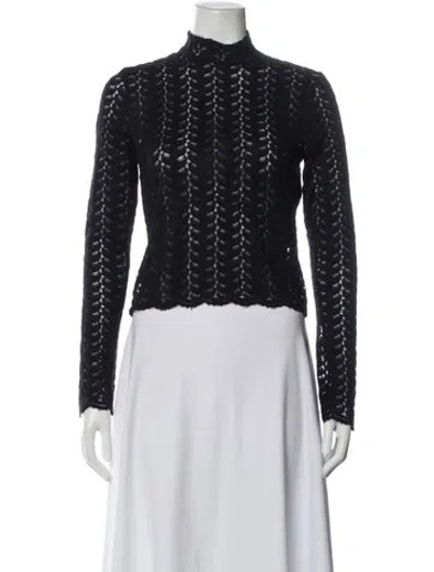 Pre-owned Sablyn Lace Pattern Mock Neck Top In Gray