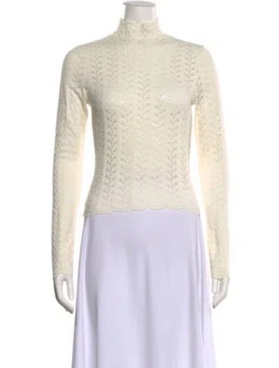 Pre-owned Sablyn Lace Pattern Mock Neck Top In Neutral