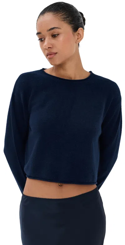 Sablyn Lance Cashmere Cropped Pullover Midnight Navy In Blue