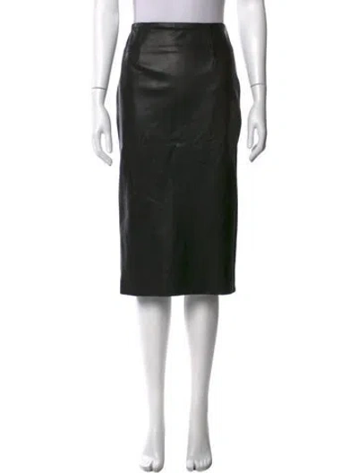 Pre-owned Sablyn Leather Midi Length Skirt In Black