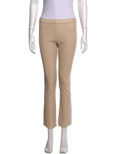 Pre-owned Sablyn Leather Straight Leg Pants In Neutrals