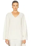 Sablyn Linden Slouchy V Neck Sweater In Gardenia
