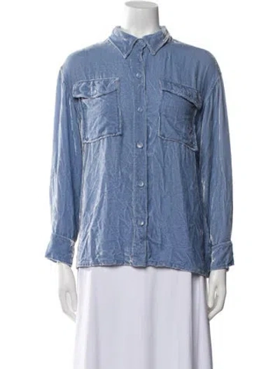 Pre-owned Sablyn Long Sleeve Button-up Top In Blue
