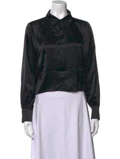 Pre-owned Sablyn Long Sleeve Button-up Top In Blue