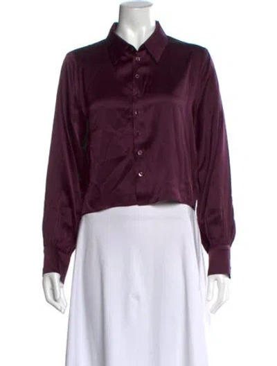 Pre-owned Sablyn Long Sleeve Button-up Top In Burgundy