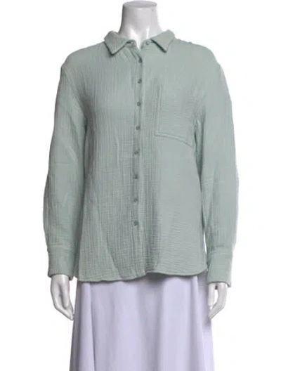 Pre-owned Sablyn Long Sleeve Button-up Top In Green