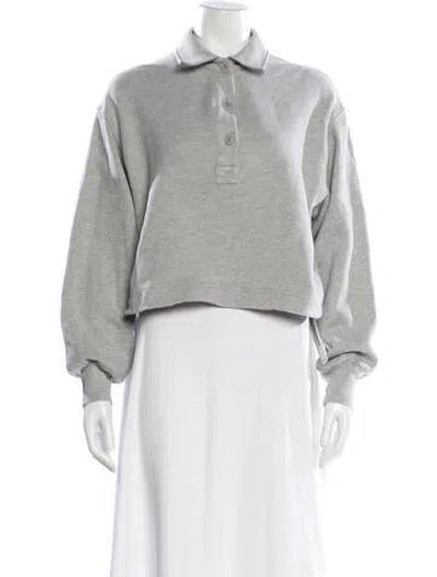 Pre-owned Sablyn Long Sleeve Polo In Silver