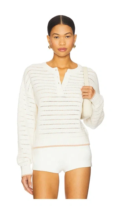 Sablyn Maeve Henley Pullover In Gardenia & Pink Sand