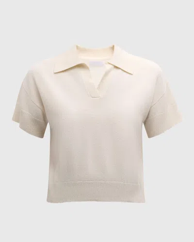 Sablyn Mirabelle Cashmere Short-sleeve Polo In White