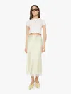 Sablyn Miranda Scallop Trim Bias Cut Pull On Skirt With Lace Pale Citron In Citron