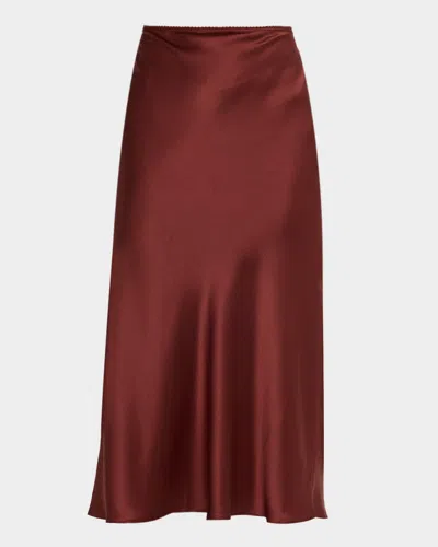 Sablyn Miranda Scallop Bias-cut Silk Skirt In Brown